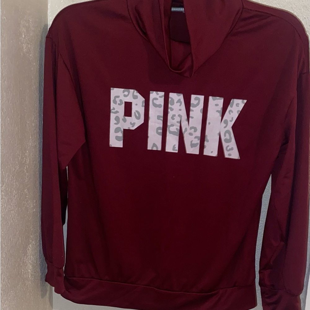PINK Victoria's Secret Purple and White Long Sleeve Cropped Tee